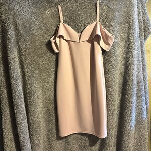 Akira light pink shoulder cut out dress